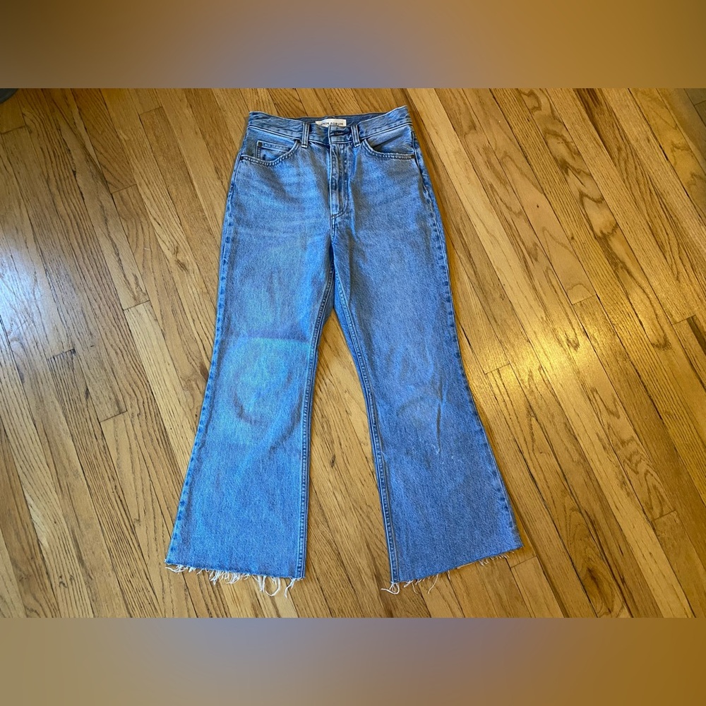 Aritzia Denim Forum Marlene 60s High Rise Flare Jeans 30L Size 27 Hem Cut ?